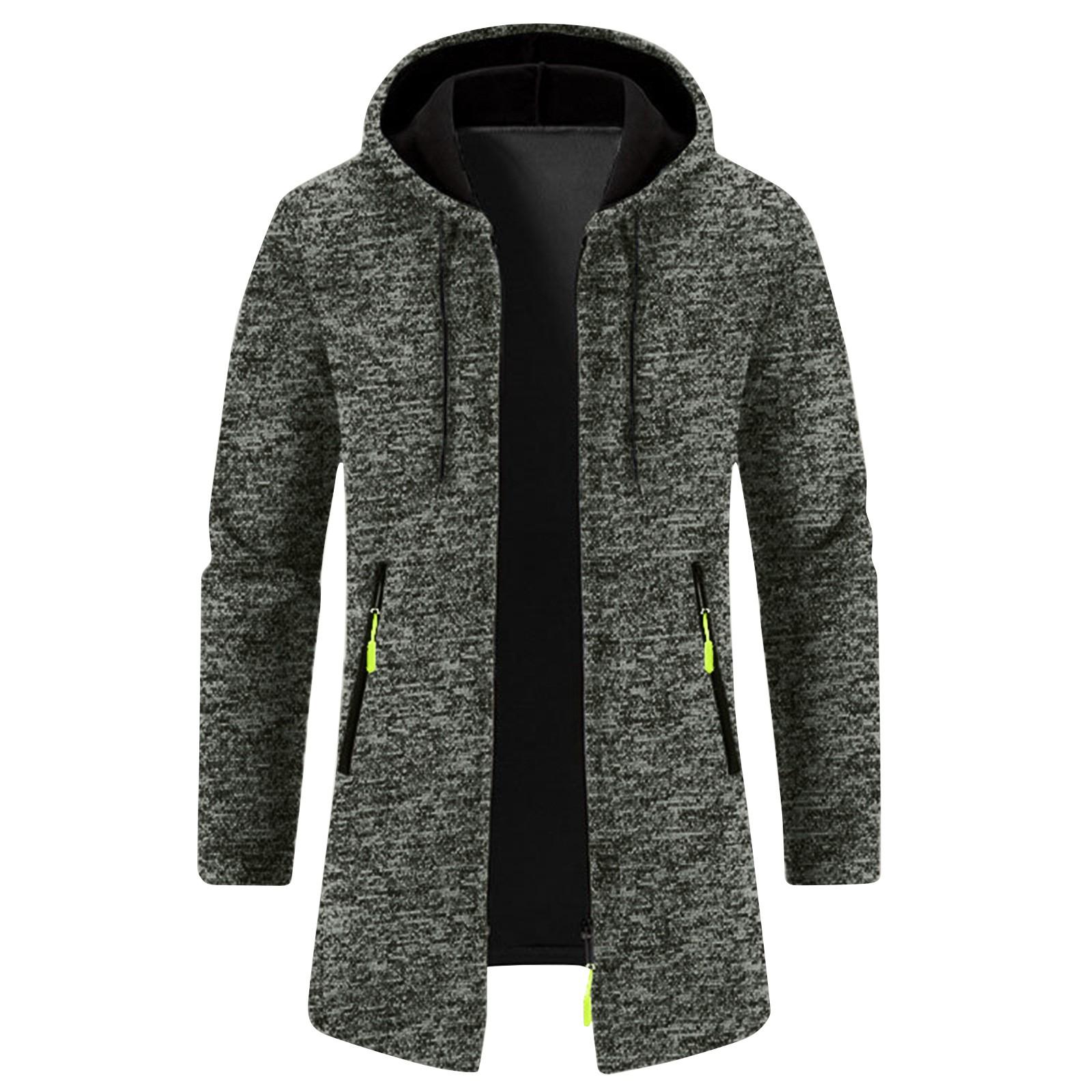 Herren Frühling Kapuzenpullover Mittellang Dünn Samt Lose Große Größe Pullover Jacke Strickjacke Top Jacke M