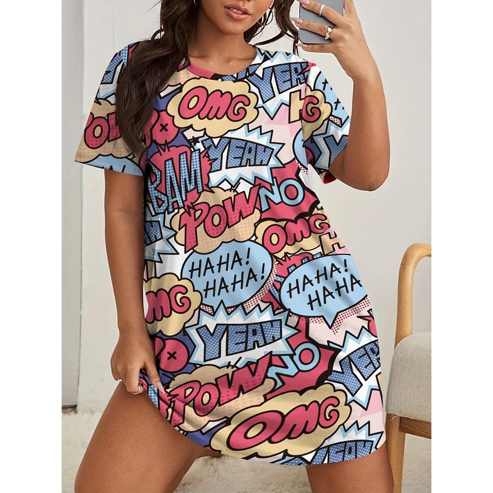 Sommer Hoher Stretch Damenkleider Damen Haus Schlafkleider Übergröße Locker Damen Dating Kleider Kreativer Druck L