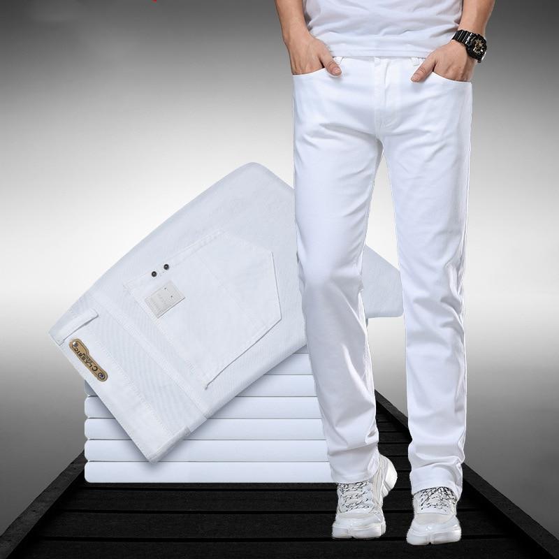 Weiße Denim-Hose für Herren, Baggy-Jeans, Slim-Fit-Hose, klassische Jean-Homme-Spijkerbroeken-Heren-Biker-Hosen, hochwertige weiche Mode 32 weiß