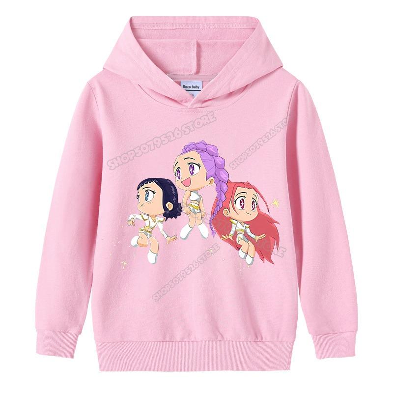 K-Pop Dämonenjäger Hoodies Mädchen Dünnes Kapuzensweatshirt Herbst Trainingsanzug Kapuze Sportbekleidung Langarm Pullover Kinderkleidung 110