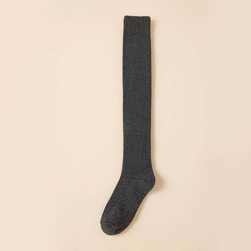 Winter Warme Lange Socken Rohr Dicke Hohe Rohr Über Knie Knie-Länge Strumpfwaren Socken Terry Einfarbig Frauen Verdicken wade Socken 1 pair dunkelgraue