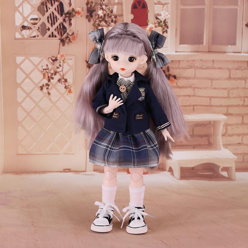 30CM Mini Bewegliche 21 Gelenk Puppe Mädchen Spielzeug 3D Große Augen BJD Prinzessin Volle Outfits Kleider Sammlung Kinder puppe Geschenk clothes and doll