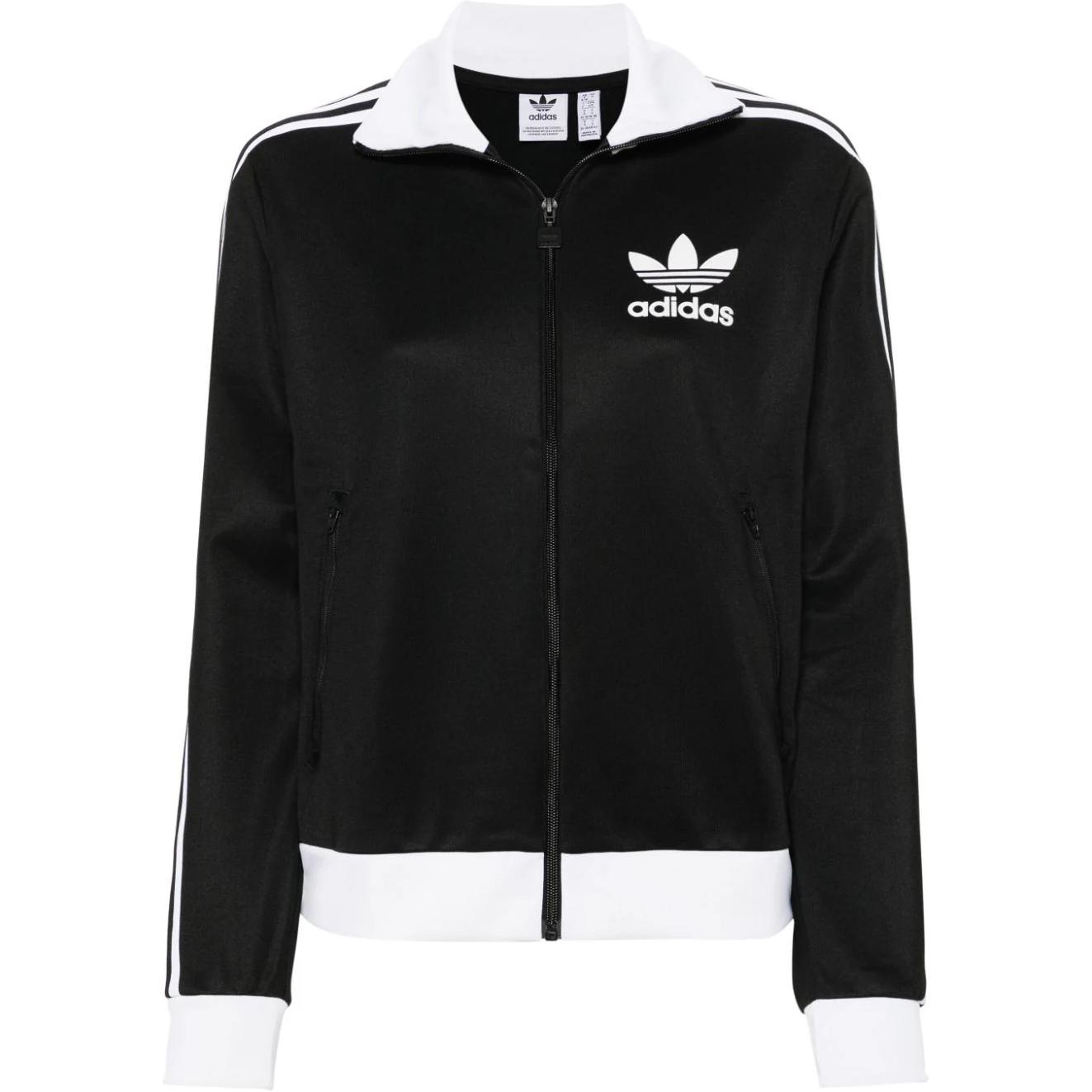 Adidas Logo Print Reißverschluss Stehkragen Figurbetont Langarm Jacke Damen Jacken Schwarz IW3174 XS