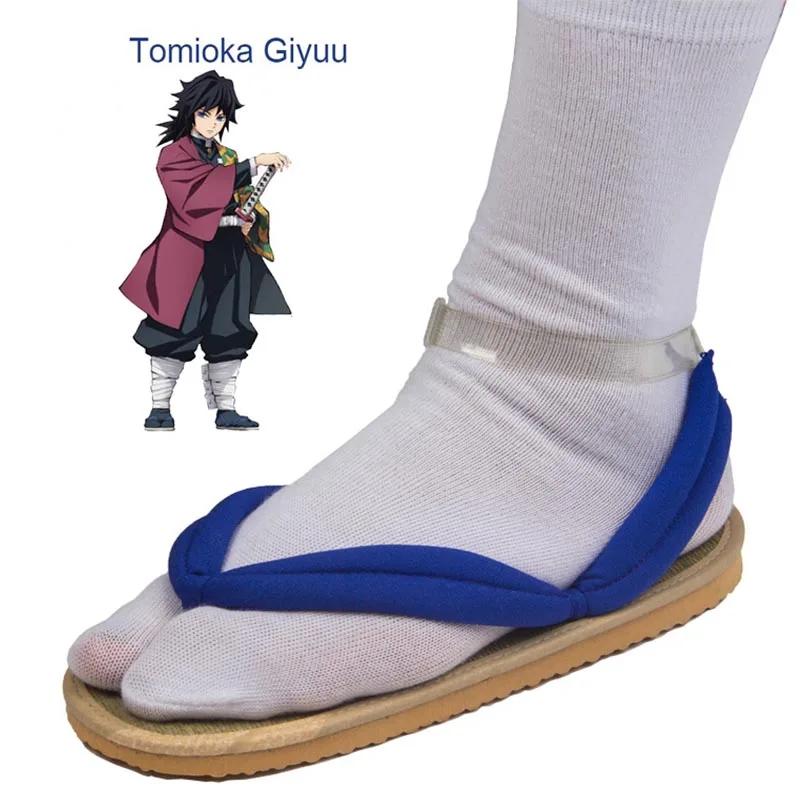 Fashion Hot Anime Demon Slayer Kimetsu No Yaiba Cosplay Zubehör Kamado Nezuko Cosplay Clogs Kimono Flip-Flops Geta Hausschuhe Schuhe 44-45 himmelblaue