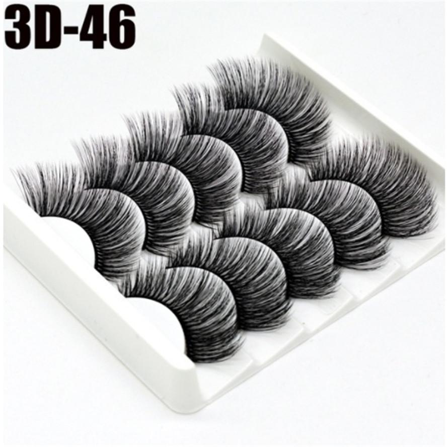5 Paar handgefertigte 3D-Nerzwimpern im unterschiedlichen Stil. Falsche Wimpern. Bequeme stereoskopische Mehrschichtwimpern 3D-46