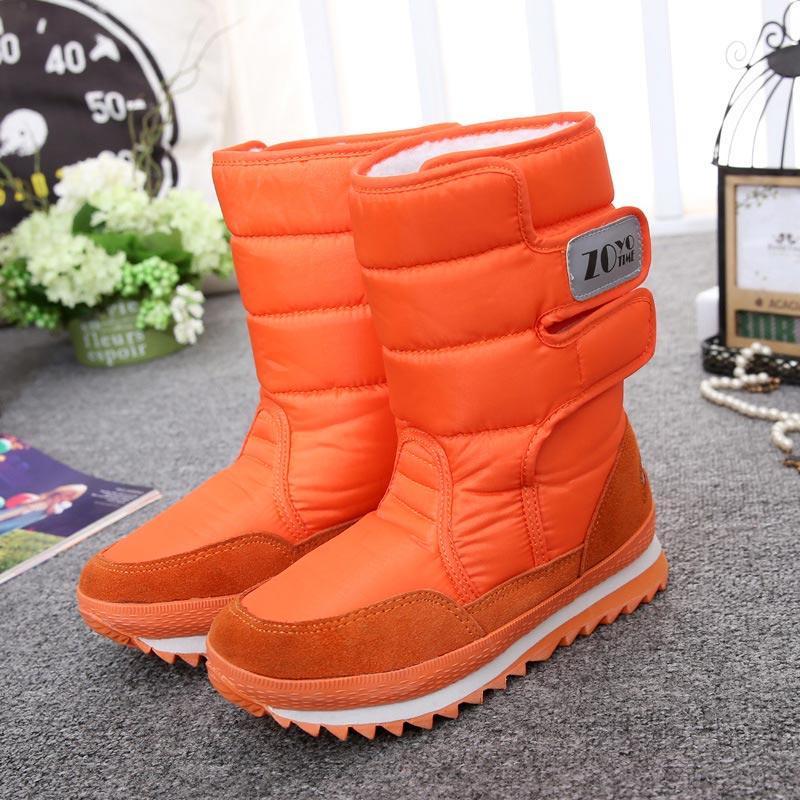Mode Heiße Schnelle Lieferung Frauen Stiefel Mode Warme Schuhe Frau Wasserdichte Winter Stiefel Frauen Bunte Plus Samt Schnee Boot Damen schuhe 4 orange
