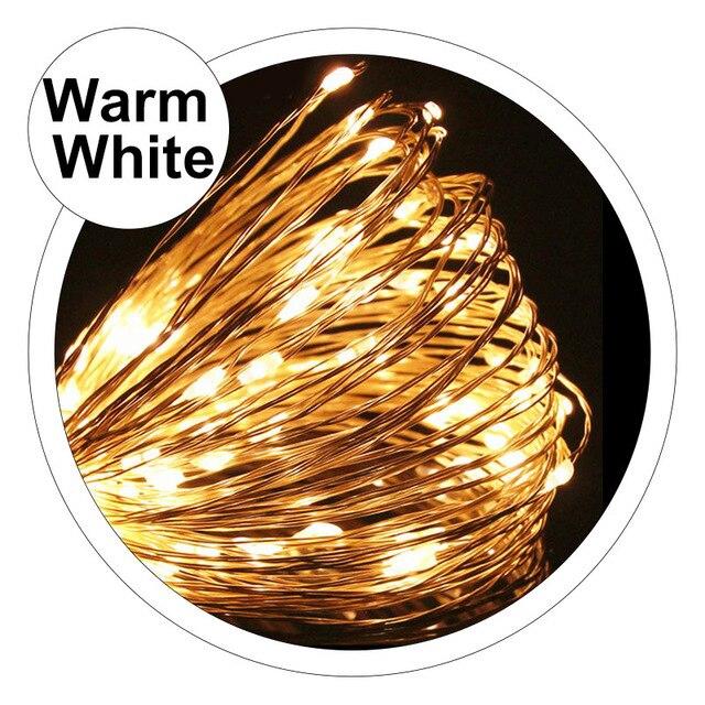 LED-Lichterkette, 2 m, 5 m, 10 m, USB-LED-Lichterkette, Fee, Weihnachten, Silberdraht, Hochzeit, Girlande, Lichterkette, Party-Dekoration 10M 100LEDs warm weiße