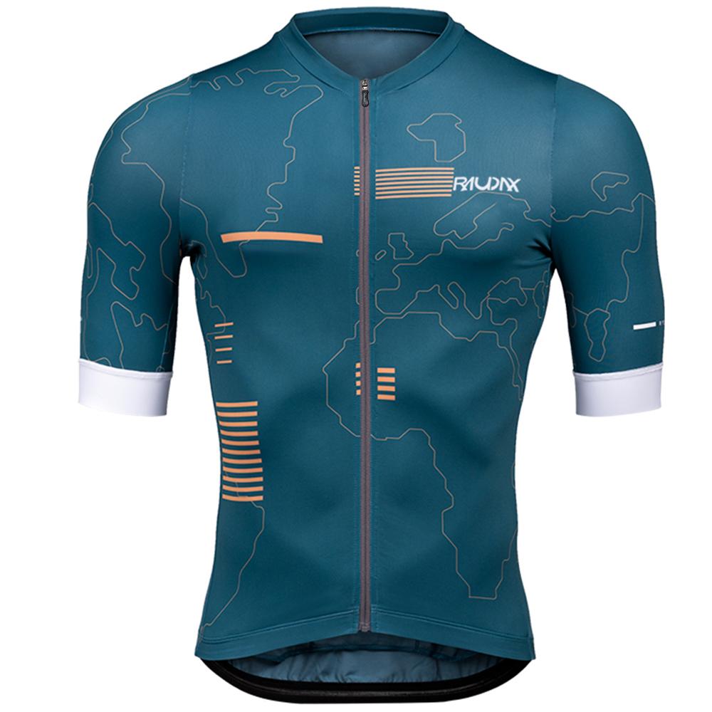 Raudax Herren Sommer Kurzarm Radtrikot UV-Schutz Ropa Ciclismo Rennradbekleidung Shirts Maillot Fahrradbekleidung L grün