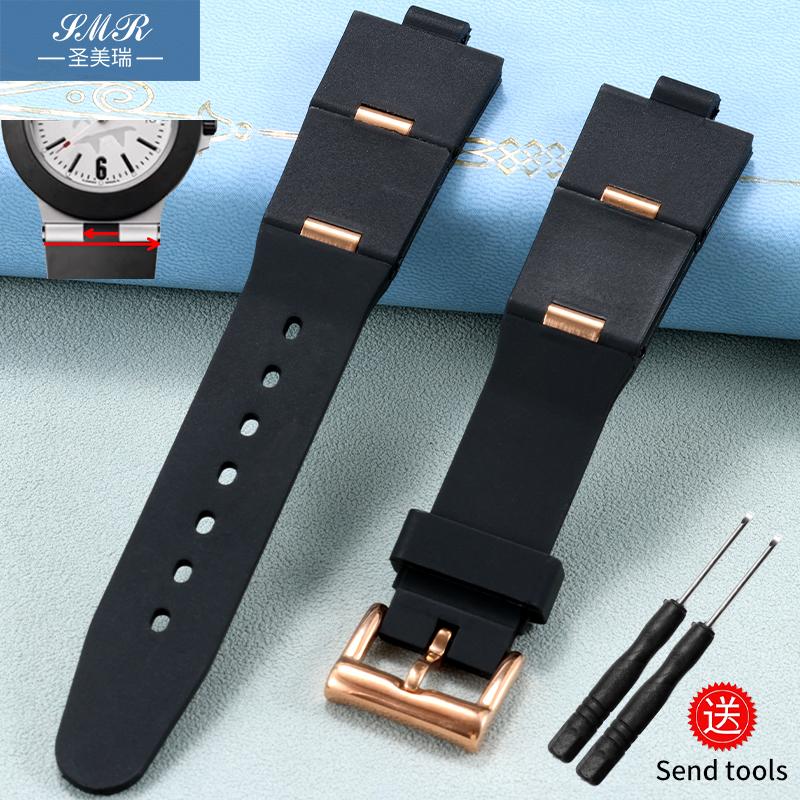 Ersatzarmband für Bulgari Diagono Uhren aus Kautschuk mit konvexer Schnittstelle, 24 mm × 8 mm, 22 mm × 8 mm, 22 mm × 7 mm, Herren- und Damenarmband 24x8mm