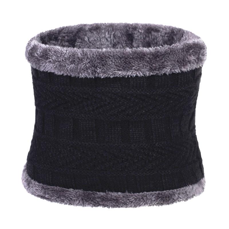 Winter Warme Mütze Mützen Herren Hüte Schal Warme Atmungsaktive Wolle Strickmütze für Männer Doppelschichtige Kappe schwarz grau