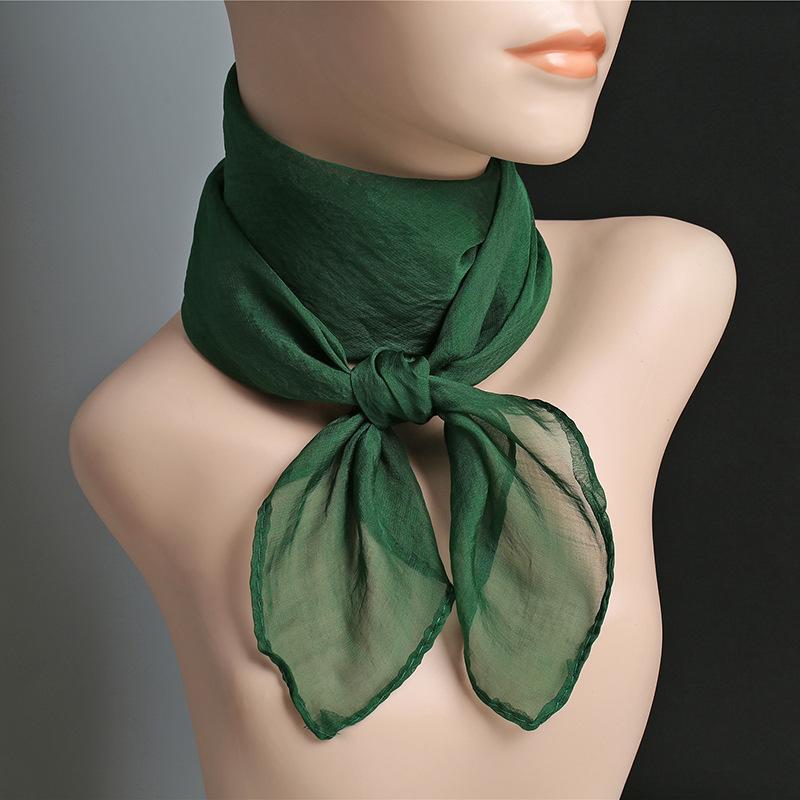 Einfarbiges Taschentuch, Halstücher, Damenmode, Halstuch, Chiffon, Haarbänder, Schal, 70 cm 70x70cm dunkelgrüne