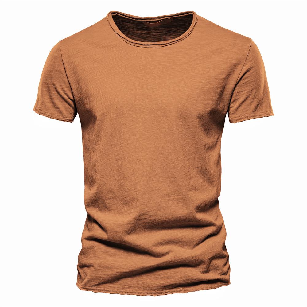 Sommer Herren Einfarbig O-Ausschnitt Kurzarm T-Shirt Herren Bekleidung XL orange