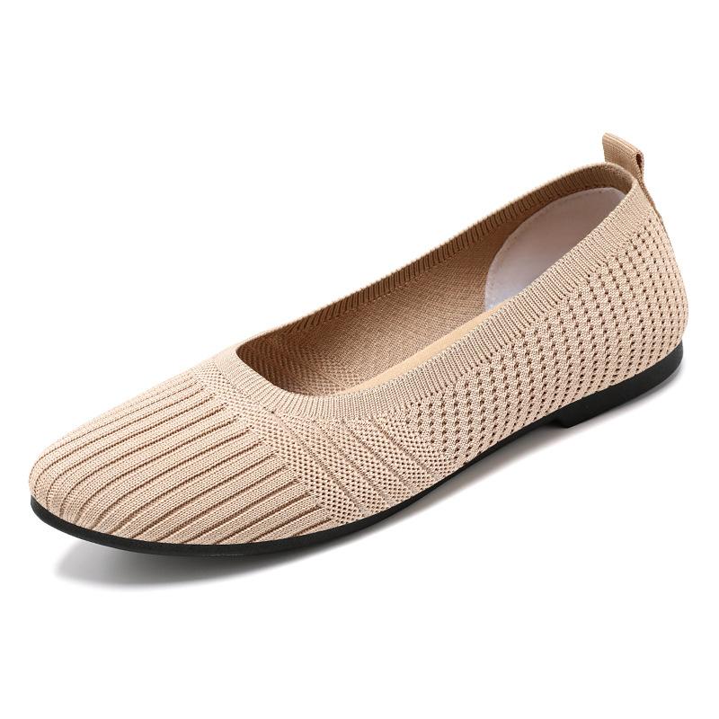 Schuhe für Damen Sommer Neue Spitzschuhe Flache Schuhe Modische Einzelne Schuhe Schuhe Atmungsaktive Mutterschuhe 41 beige