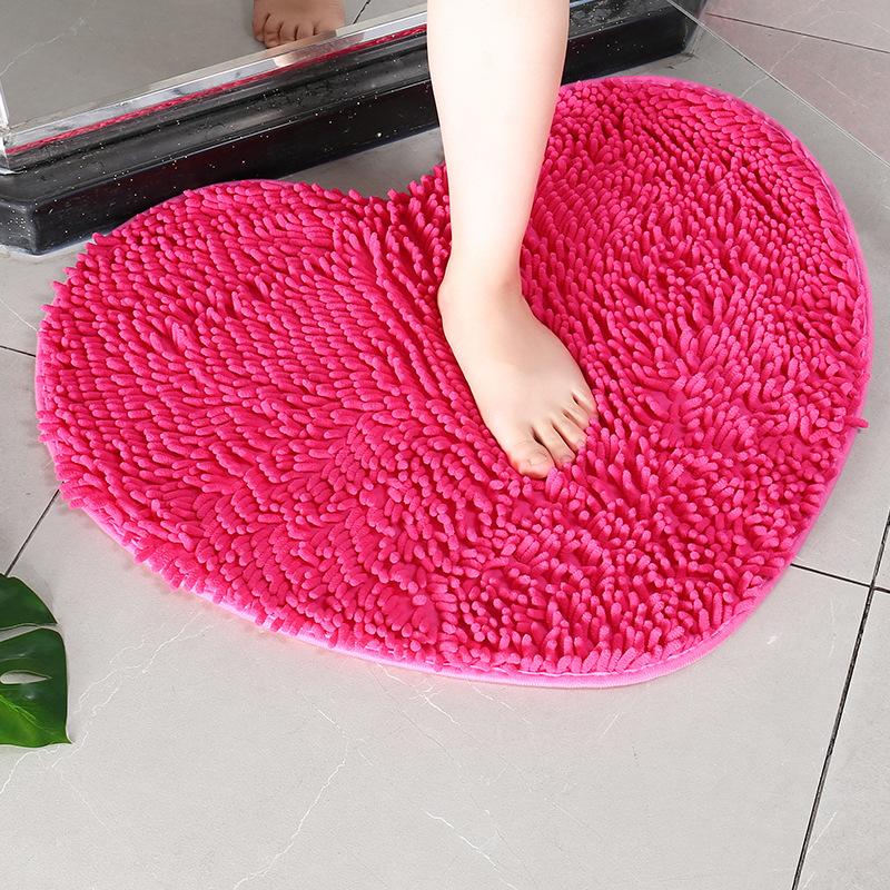 Chenille Herz Badezimmer Fußmatten Home Schlafzimmer Badezimmer Eingang Rutschfeste Saugfähige Fußmatte Luxus Badezimmer Set kostenloser versand 50x60cm rose rot