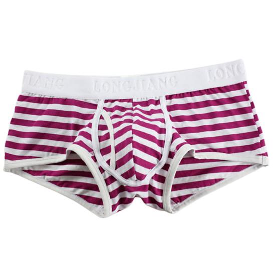 Longjiang Herren-Unterwäsche, gestreift, seitliche Öffnung, sexy, mittelhohe Unterhose für Badezimmer-Unterhosen S violett