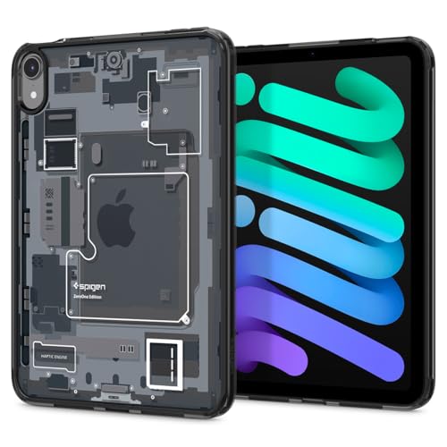 Spigen iPad Mini 7/6 Hülle, Halbtransparent, Apple Pencil Kompatibel, Air Cushion Technologie, Stoßfest, Kameraschutz, 3D-Druck, Ultra Hybrid, A blue