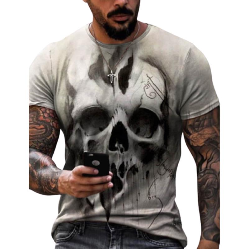 Neue Sommer Herrenmode T-shirt Persönlichkeit Goldenen Schädel Gedruckt männer T-shirt Top 6XL weiß