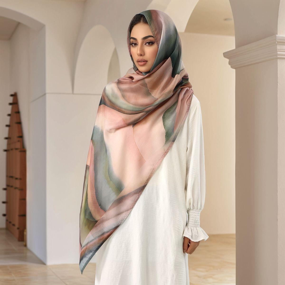 Neuer Ins-Druck Baumwoll-Viskose Hijab-Schal Für Frauen Muslimische Hijabs Mode Lange Wickeltücher Schal Islam Turban Kopftuch Ramadan beige
