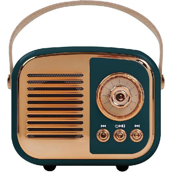 Retro-Bluetooth-Lautsprecher, kabelloser Vintage-Lautsprecher, tragbares Mini-Radio im altmodischen Stil, unterstützt TWS-Kopplung für iPhone und Android-Geräte grün