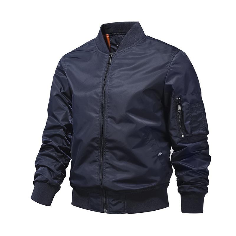 Unifarbene Bomberjacke Herrenmode Flieger Baseballjacke in Oberbekleidung Frühling Herbst Jacken für Herren XL dunkelblaue