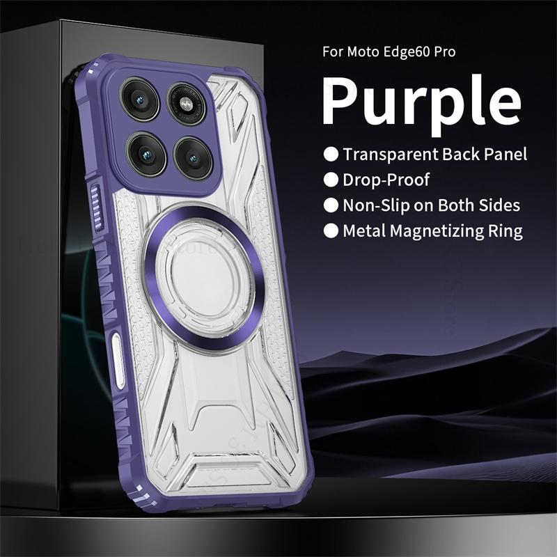 Für Magsafe Armor Handy Stoßfest Hülle Für Motorola Edge 60 50 Fusion Militärische Hybrid Transparente Abdeckung Für Moto Edge 60 50 Pro Edge 50 Pro violett