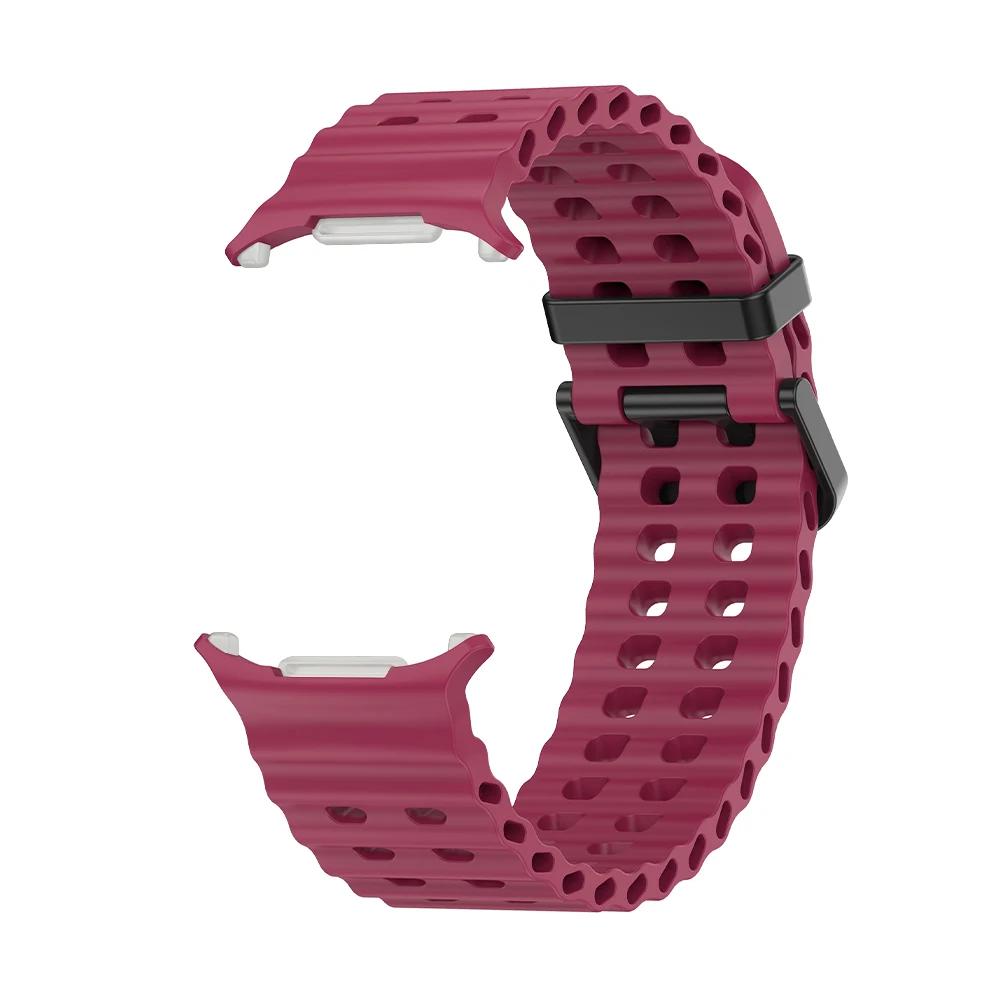 Atmungsaktives Armband für Samsung Galaxy Watch Ultra 47 mm Silikon-Smart-Armband Armband Armband Watch7 Zubehör Hülle Galaxy Watch Ultra wein rot