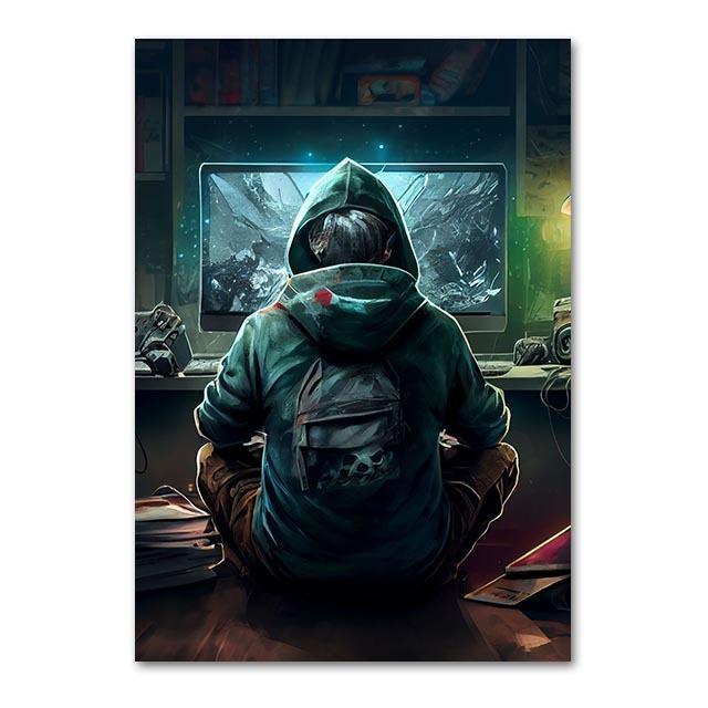 Game Art Canvas Printmaking Punk Explosion Controller Poster Game Controller Arcade Game Wall Art Esports 30cm×40cm NoFrame
