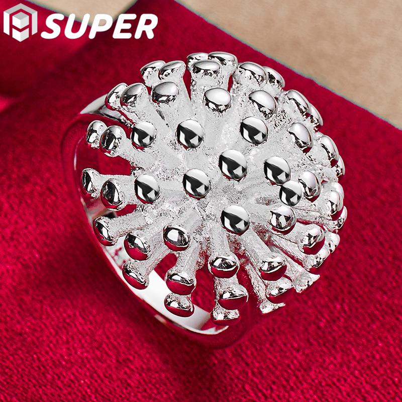 925 Sterling Silber Feuerwerk Korallen Ring Schmuck 10#