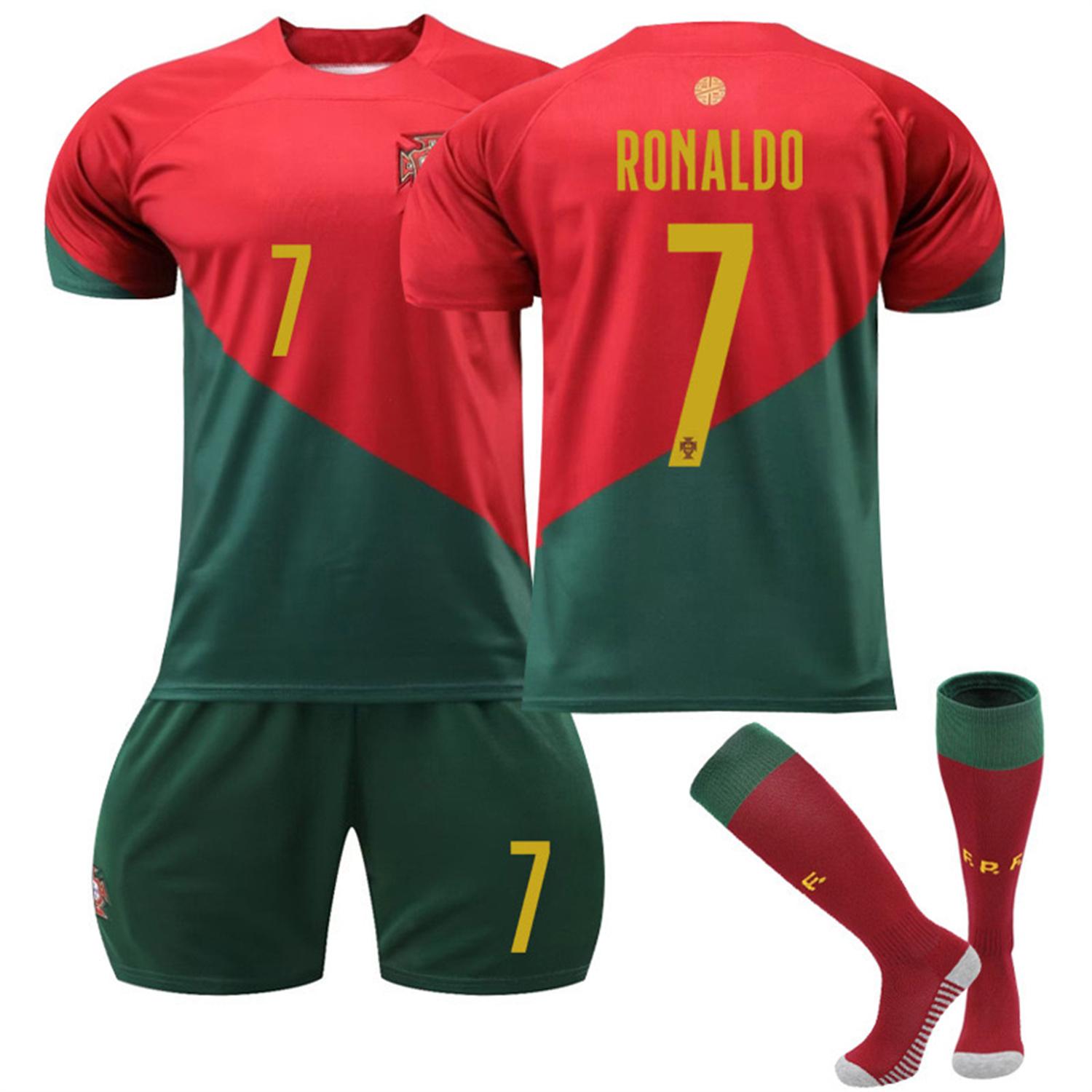 Portugal Fußball Trikot Nr. 7. Sportfans Outdoor T-Shirt Jungen Kinder Jugend Trikot Shirt Socken Fußballtrikot Geschenk Set 16