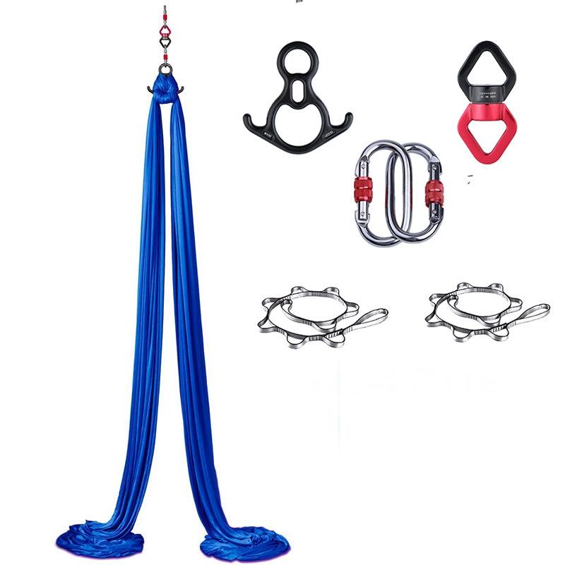 1,5x8M Aerial Yoga Schaukel Hängematte Set Nylon Home Outdoor Fitness Yoga Ausrüstung Hängematte Akrobatischer Tanz für Turner Bodybuilding blau
