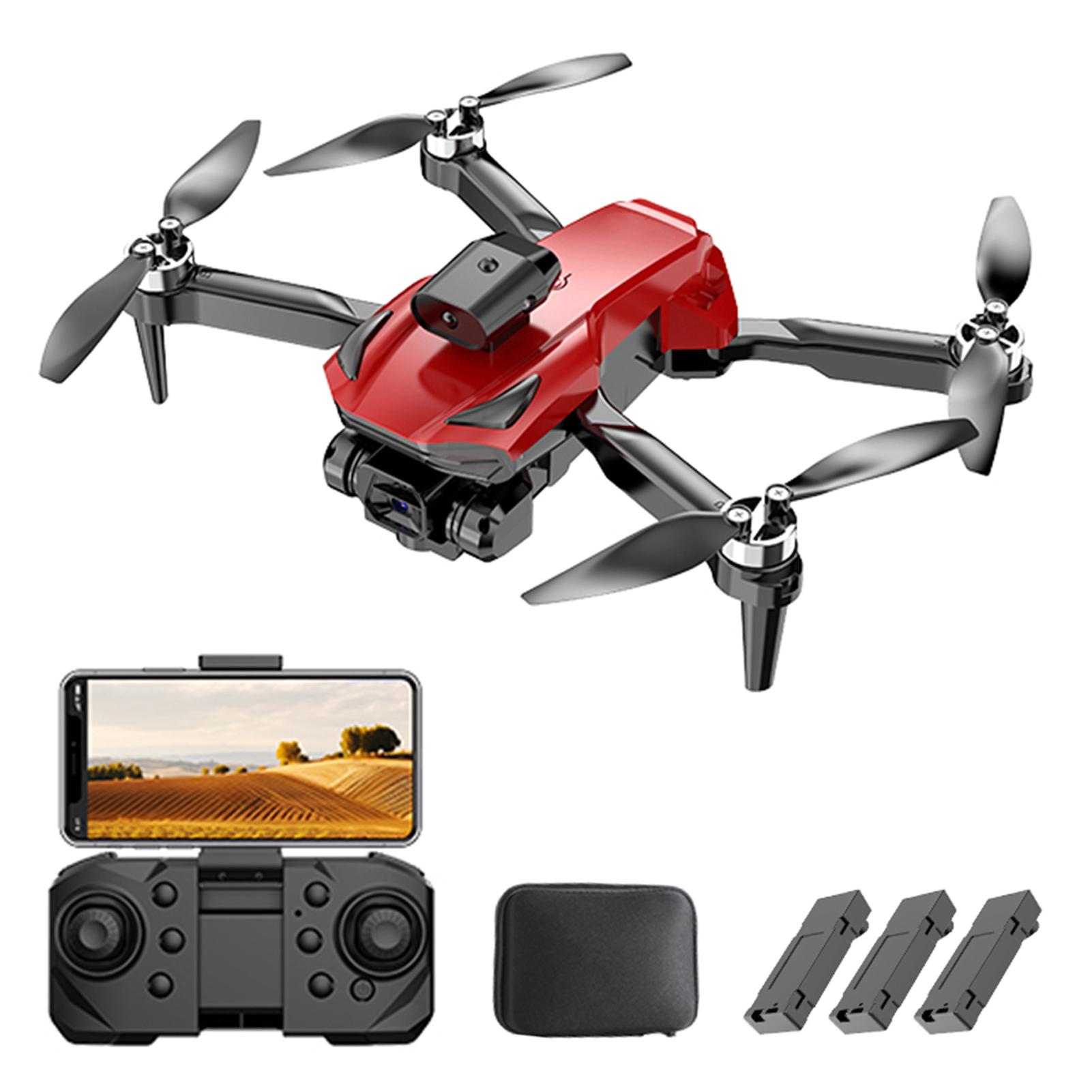 Mini-Drohne für Kinder und Anfänger, 4K-Dual-Kamera, Fernbedienung, faltbarer kopfloser Quadrocopter mit Optical Flow Positioning 3 Battery rot