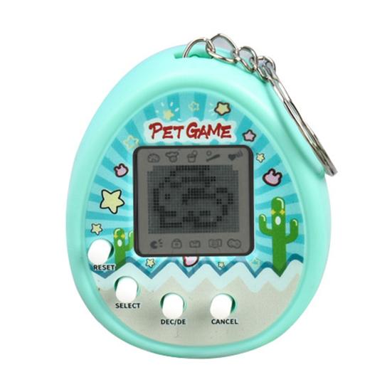 Elektronisches Haustier Schlüsselanhänger Spielzeug Mini Digital Haustier Maschine Handheld Schlüsselanhänger Halter Rucksack Spielkonsole Anhänger Kinder cyanblau