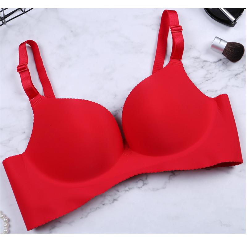 Sexy Deep V Low Cut Push Up Damen Dessous BH Rückenfreie Unterwäsche Plunge Sexy BHs 80A rot