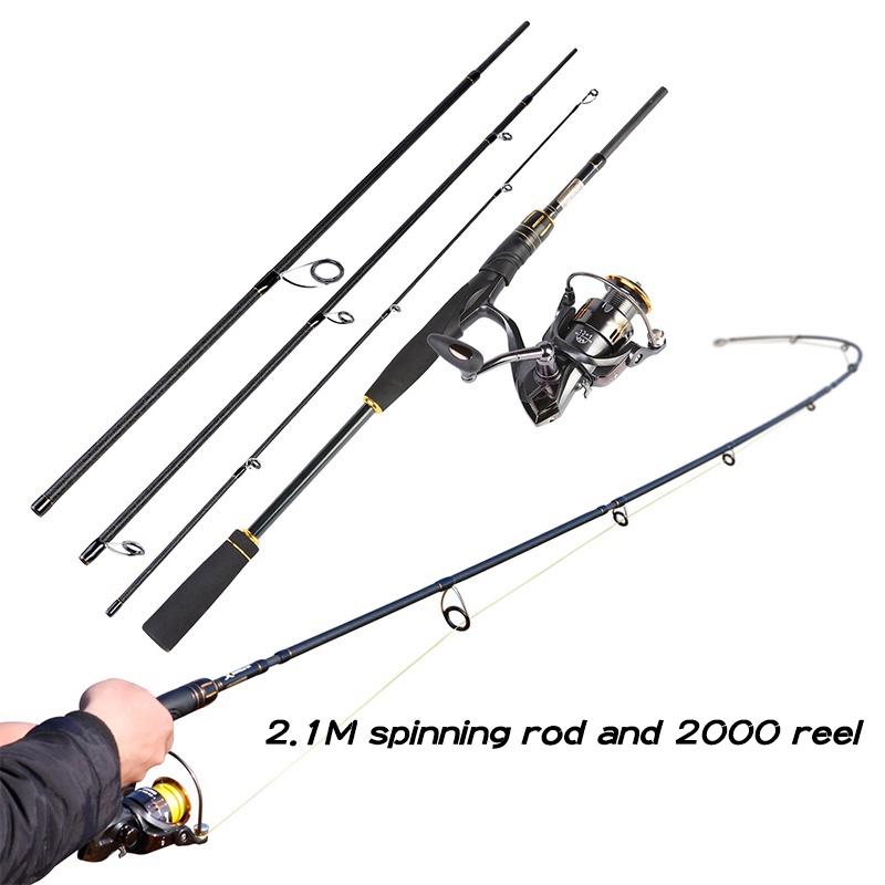 2 Arten von Angel-Spinn- oder Angel-Casting-Kombinationen für Forellen-Lachs-Barsch-Angelgeräte-Set spinning 2.1M 2000 reel