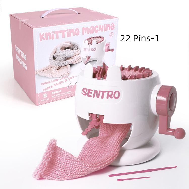 22/32/40 Nadeln Smart Weaving Round Loom, Strickbrett rotierendes Doppelstricken, Loom Machine Kit für Erwachsene/Kinder DIY Strickschal Mütze Socke 22 PINS-1