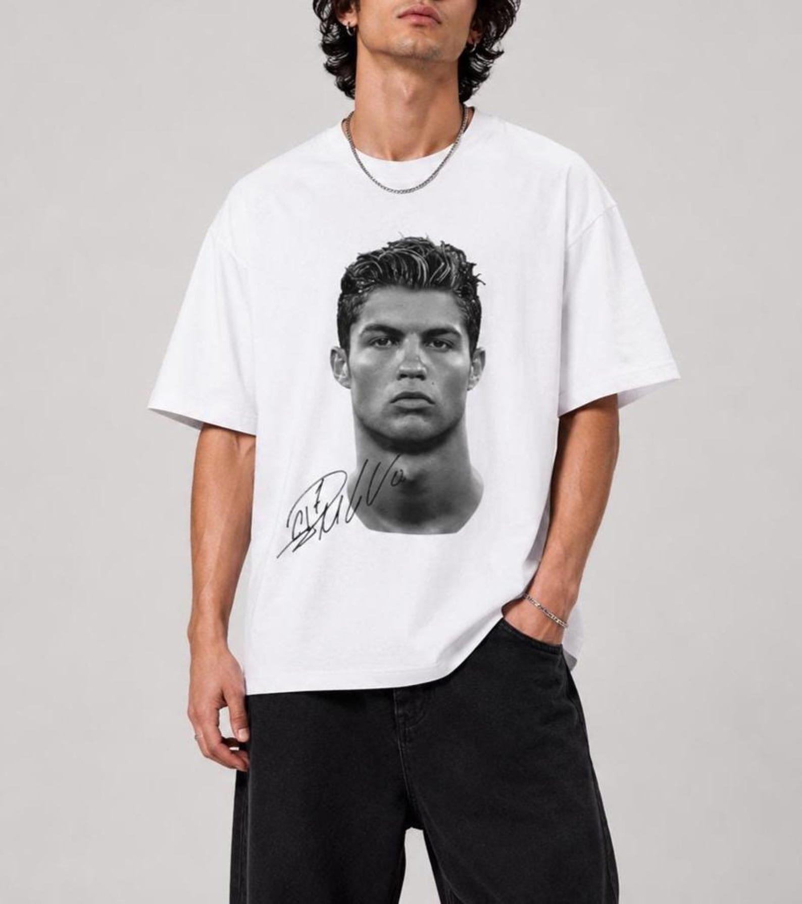 CR7 Ronaldo T-Shirt Portugal Fußball T-Shirt, Vintage Fußball Grafik T-Shirt, Streetwear Oversize T-Shirt, Fan Geschenk, Cristiano Stil 2XL