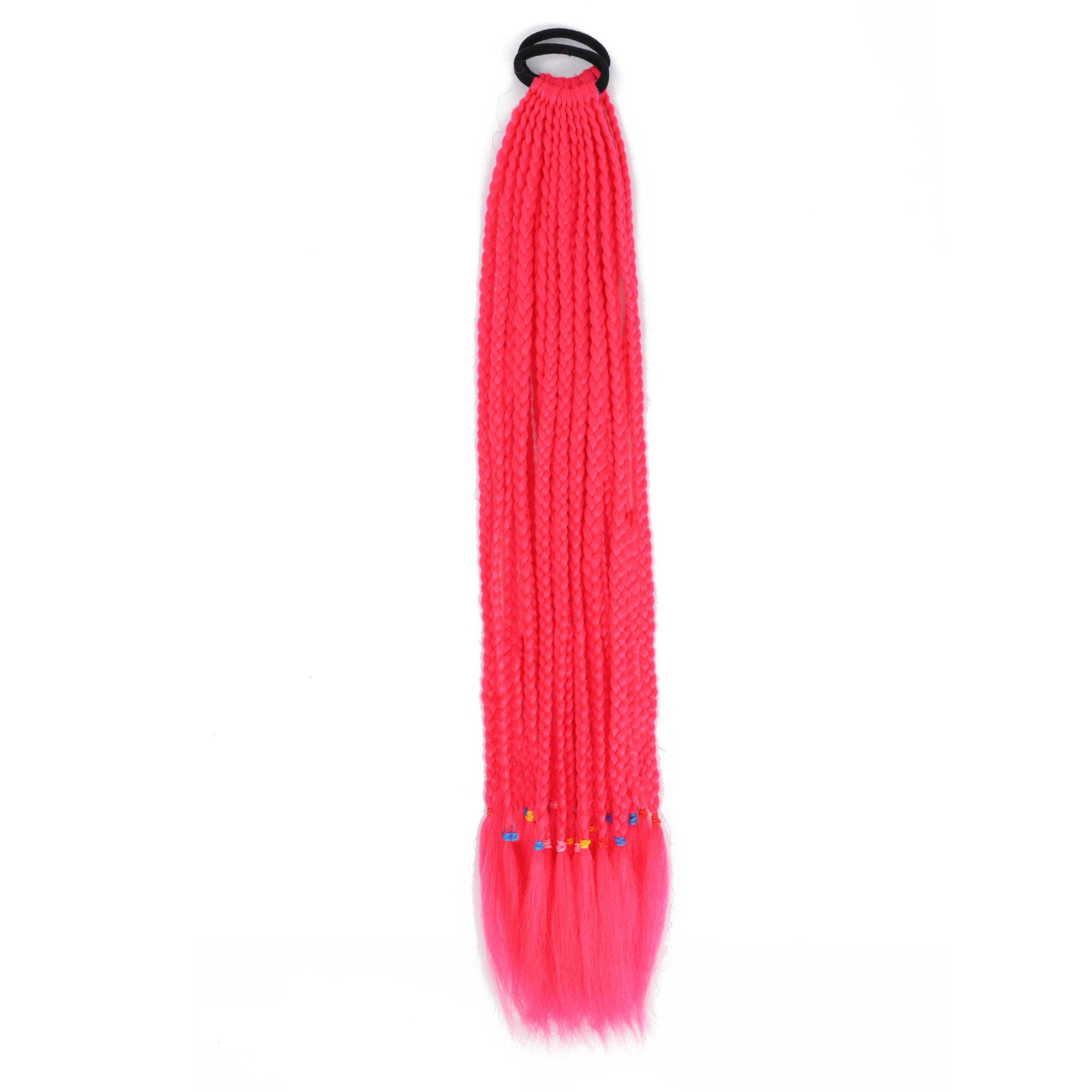 Bunte Zopf-Haarverlängerungen, Gummibänder, Regenbogenzopf, synthetische Perücken, Zubehör für Frauen und Mädchen, Party, Cosplay, festliches Ankleiden 45cm