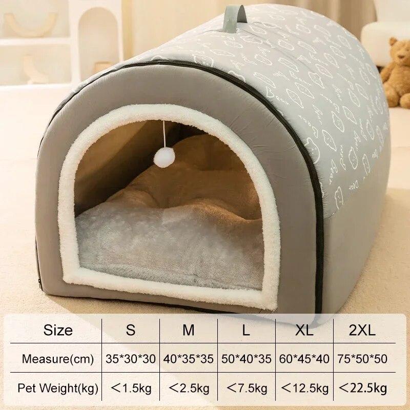 Große Hundehütte, warmer Winter, faltbare Hundehütte, Matte, abnehmbares, waschbares Hundebett, Nest, Tiefschlafzelt, mittelgroße Hundehütte, Heimtierbedarf, Haustier-Katzenbett M 40X35X35CM