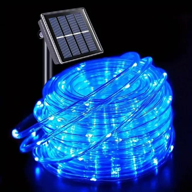 Outdoor Solar Rohr Seil Led Licht Garten Weihnachten Dekoration 22m/12m Weihnachten Hochzeit Girlande Wasserdicht String licht Fee Streifen 7m50leds blau