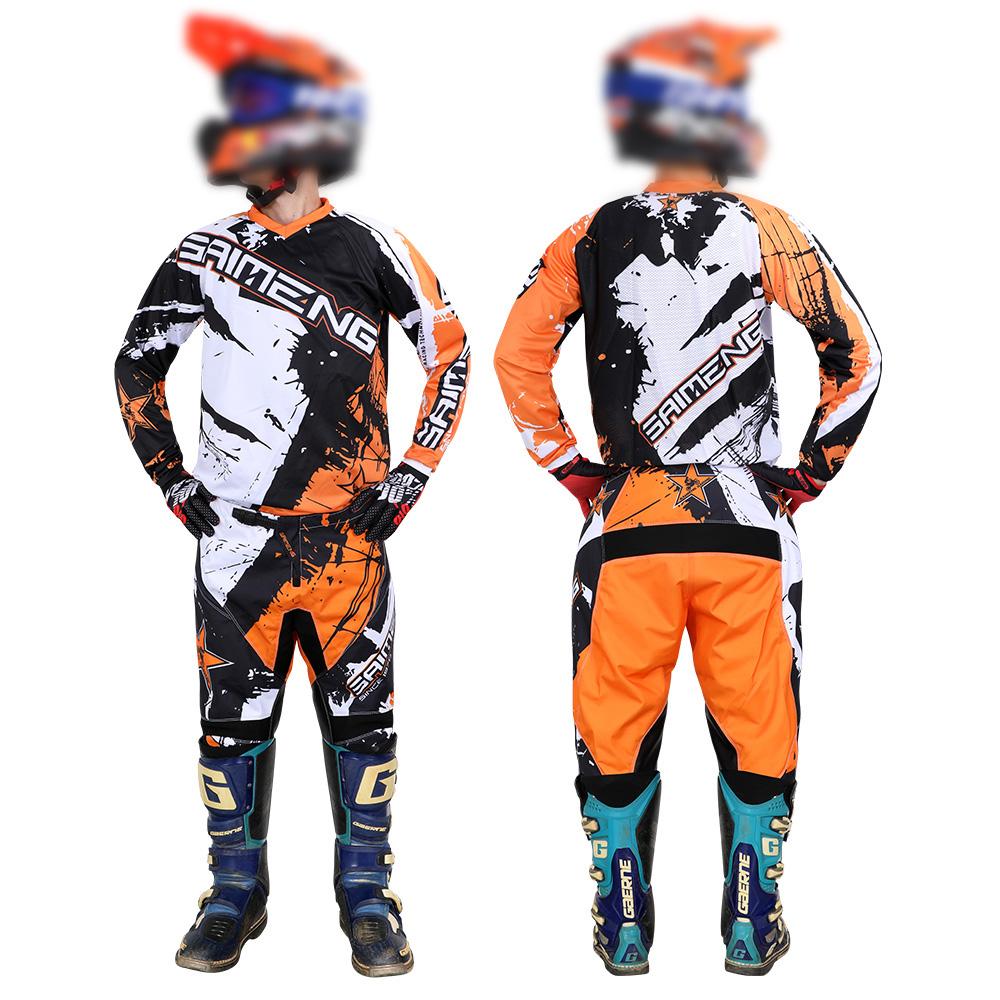 Motocross Kinder Set Motorrad Trikot und Hose Kinderkleidung großer Junge Mädchen Jugend MX Ausrüstungsset Rennanzug YL-24 (25-29KG) orange