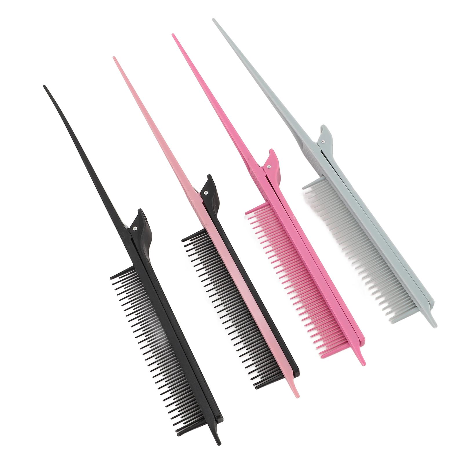 4 Farben Rattenschwanz Strähnchen Kamm mit Haarspange Haarfärben Friseurkamm Dauerwelle Abteilungsspange Haar