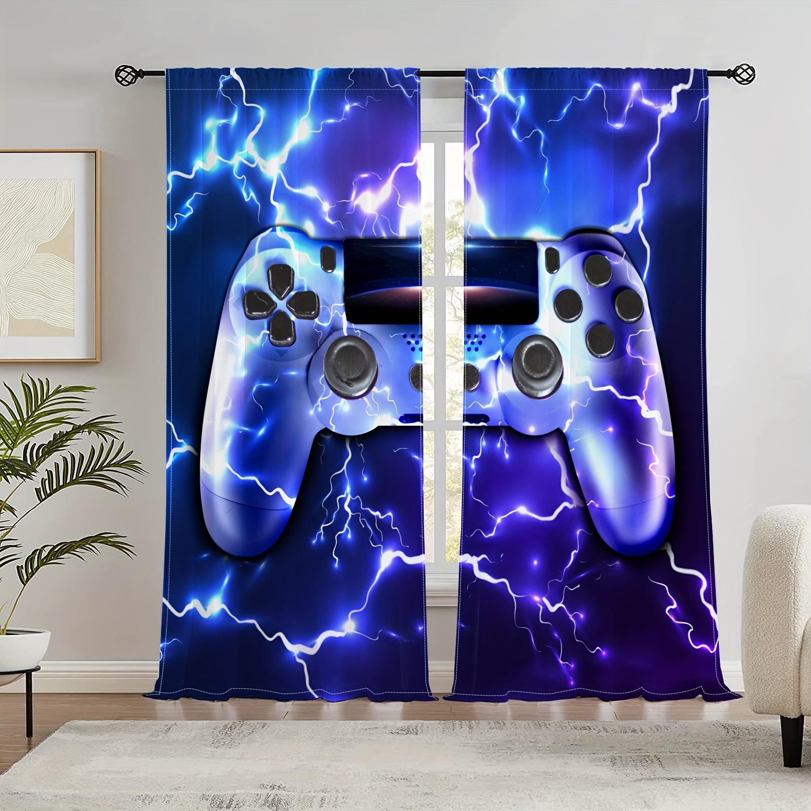 Gaming-Vorhänge, Vorhänge für Kinder, Gamer-Videospiele, Vorhang-Set für Jungen, moderner Game-Controller-Stoffvorhang, grün, Gamer, 2-teilig 135W165H(CM)53x65in&Grommet Top