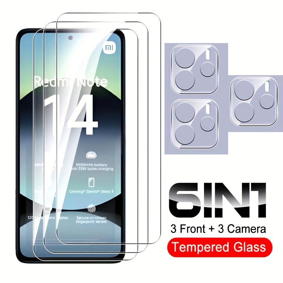 [3+3] 6PCS HD Klarer Displayschutz aus gehärtetem Glas + Kameraobjektivfolie aus Glas für Xiaomi Redmi Note 14 4G Note 14 5G 14C POCO C75 Note14 5G 6IN1 Glas RedMi Note 14 5G weiß