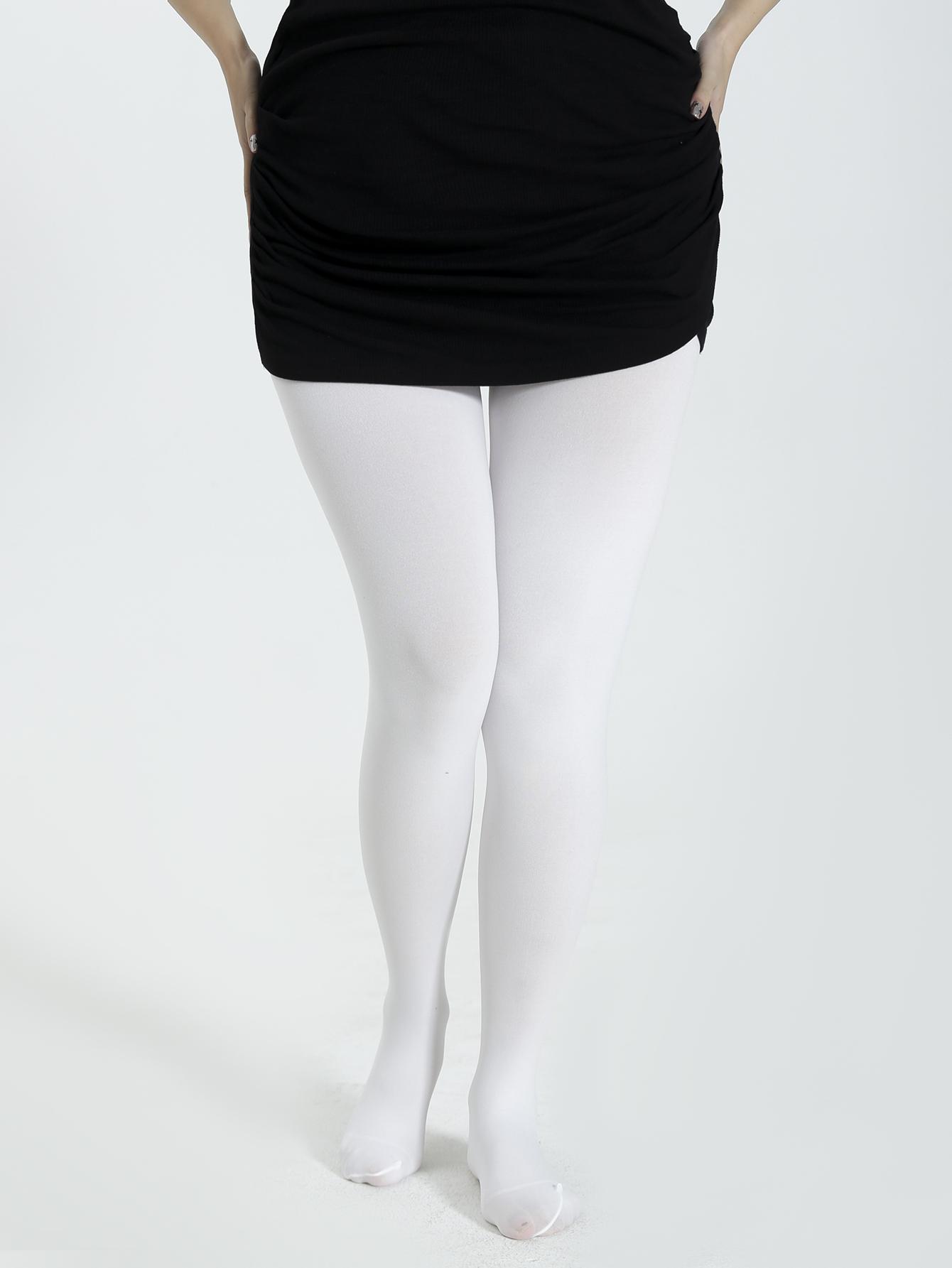 1 Paar Damen Übergröße Weiße Strumpfhosen Dehnbar Einfarbige Weiße Strumpfhosen Strumpfhosen Strümpfe Damenstrumpfhosen 2XL white