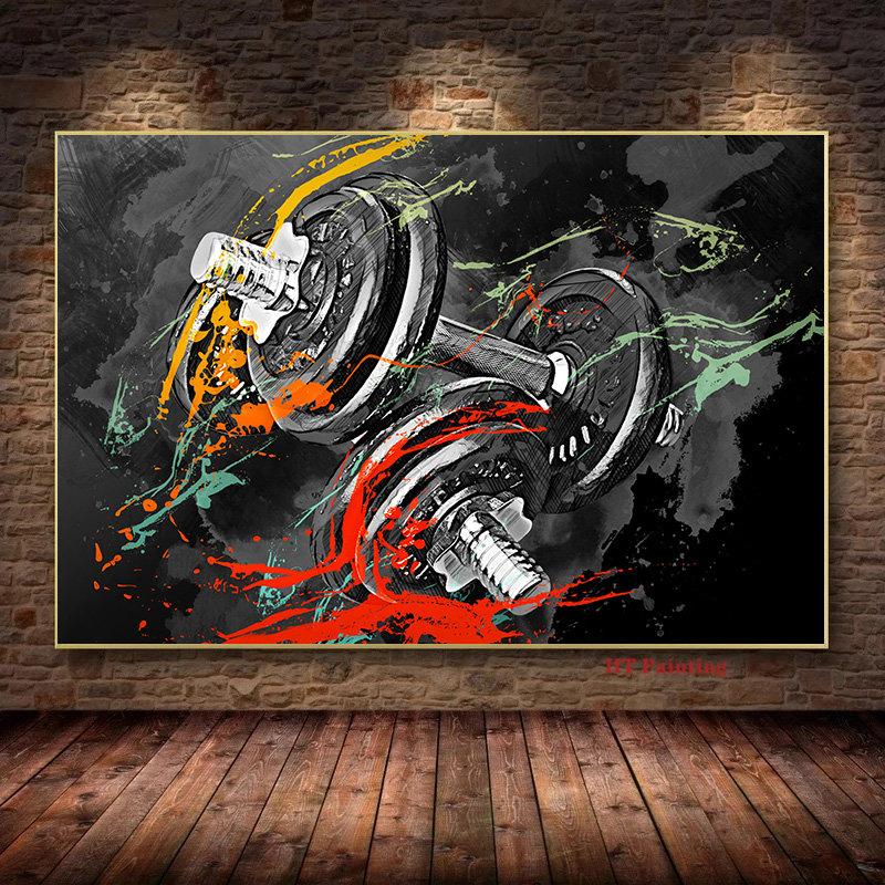 Bodybuilding-Aquarell-Poster, Boxen, Hantel, Gewichtheber, motivierende Fitness, Leinwandmalerei, Wandbilder, Heim- und Fitnessstudio-Dekoration 40X50cm Unframed