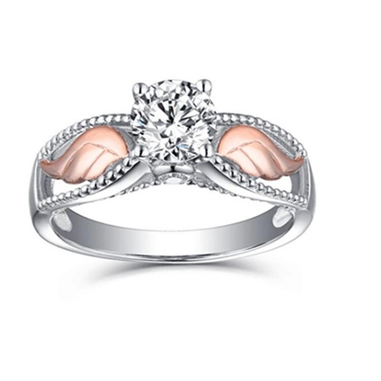 Europa und Amerika Beliebter Zirkon-Eingefasster Schmuck Engelsflügel Damenring Damenring No. 12