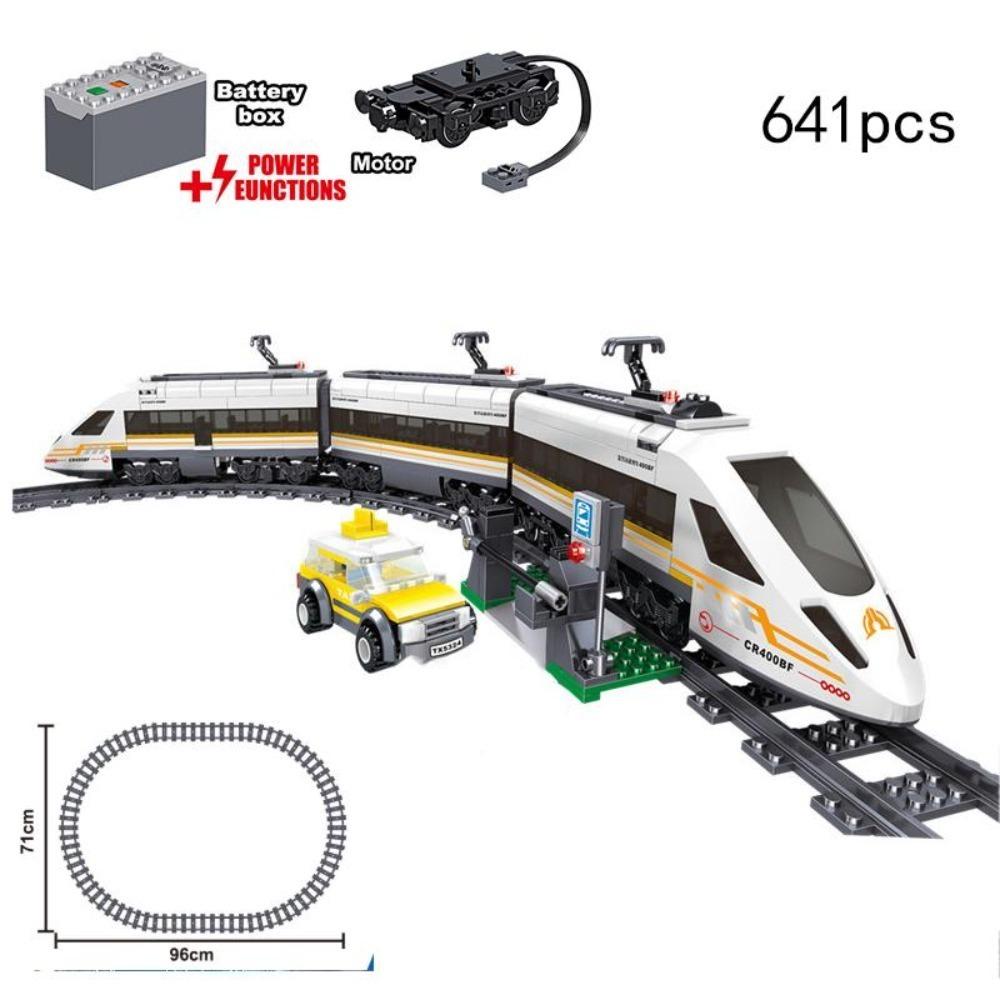 Stadtzug Set Dampfgeschoss Fahrzeug Fracht Bahnhof Modell Bausteine Ziegel Gleise Schiene Kein Motor Kits Wagen Kinderspielzeug