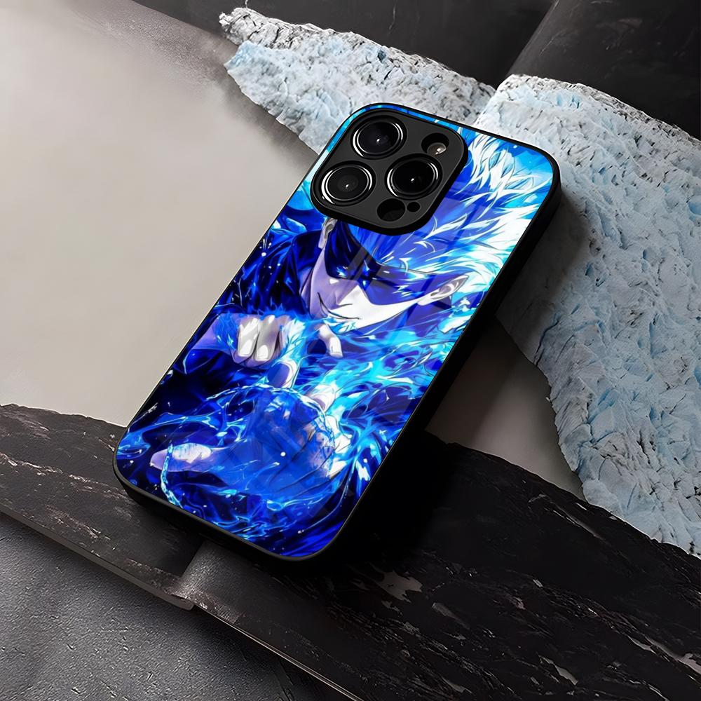 JJK Satoru Gojo Smartphone Hülle Gehärtetes Glas Für IPhone 16 13 14 12 15 11 Pro Max Plus Mini X XR SE2020 Hülle iPhone 16 Pro