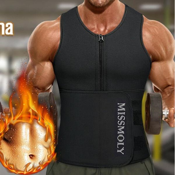 2021 Neues Herren-Schwitz-Sauna-Weste, Taillentrainer, Body Shaper, Tanktop, Kompressionsshirt, Kompressionstraining, Fitness, Trainingsanzug mit Rückenstütze M schwarz