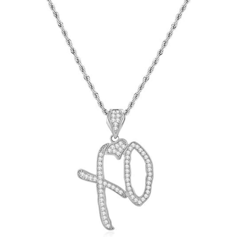 1 Stück Herren Street Trend Schmuck Accessoires Geschenk Exquisit Eingelegter Weißer Zirkon Anhänger Halskette A2